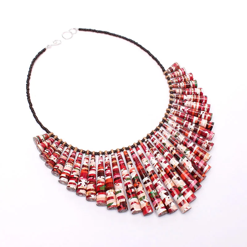 chunky red and white necklace for spring