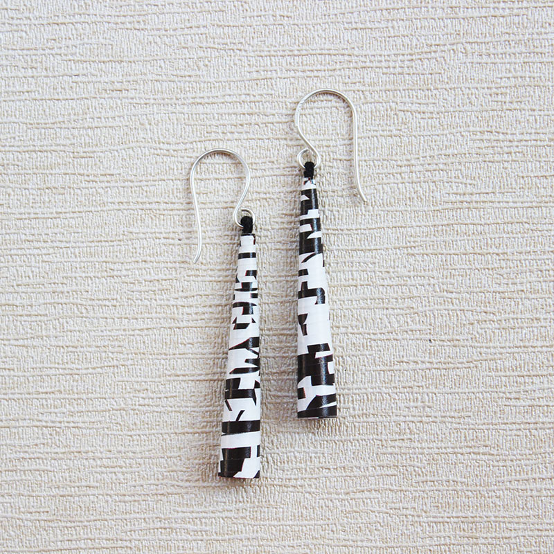 crossword puzzle black and white earrings
