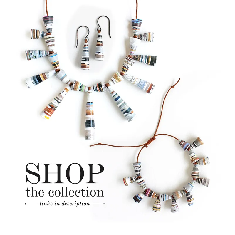 recycled newspaper bead jewelry