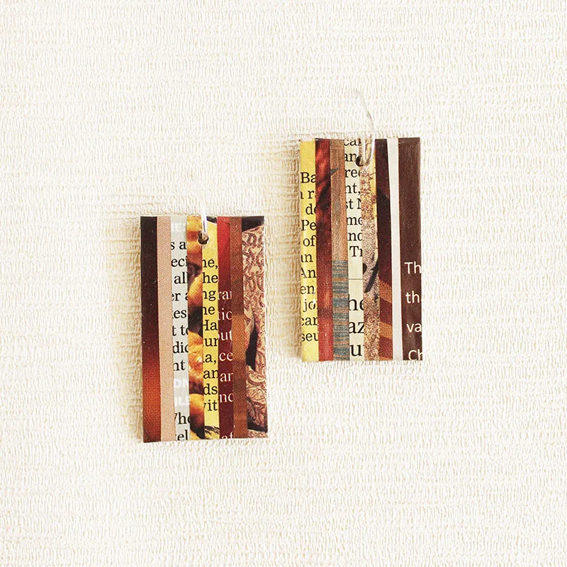 brown newspaper earrings