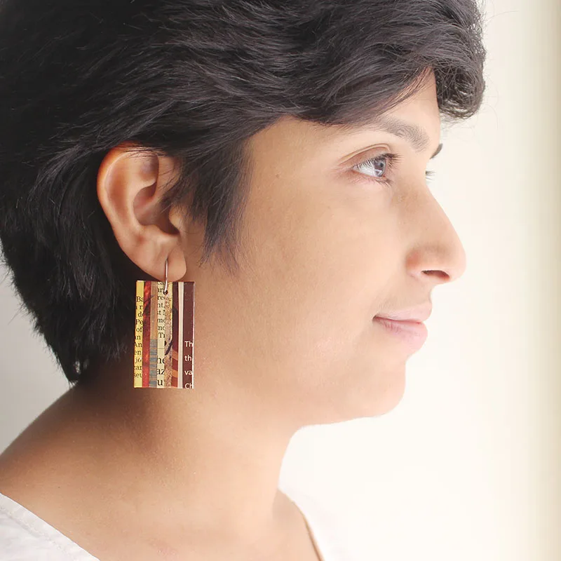 newspaper earrings teacher gift