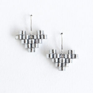 silver heart earrings paper anniversary gift