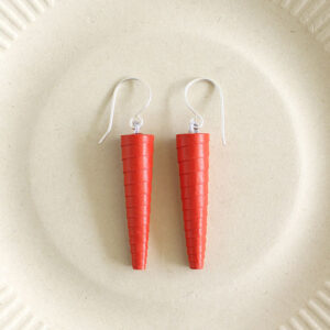 coral red bright red statement earrings