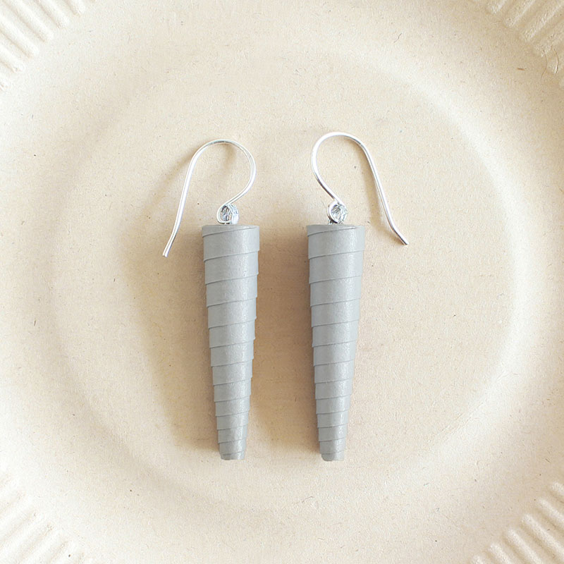 light grey silver gray long drop earrings