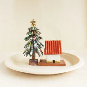 magazine christmas tree farmhouse mantel decor
