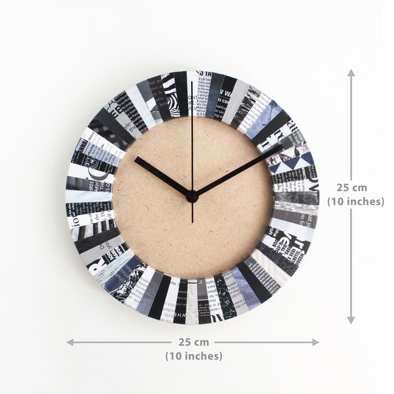 recycled quirky wall clock from magazines