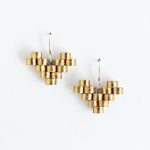 Golden Digital Heart Earrings