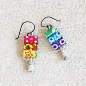 gypsy earrings asymmetrical rainbow