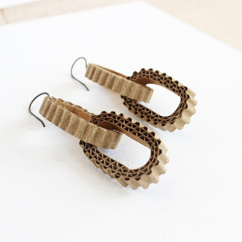 corrugated paper dangle earrings